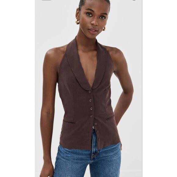 Reformation Tops - Reformation Alistar Halter Vest - Chic Brown Tencel, Size 8